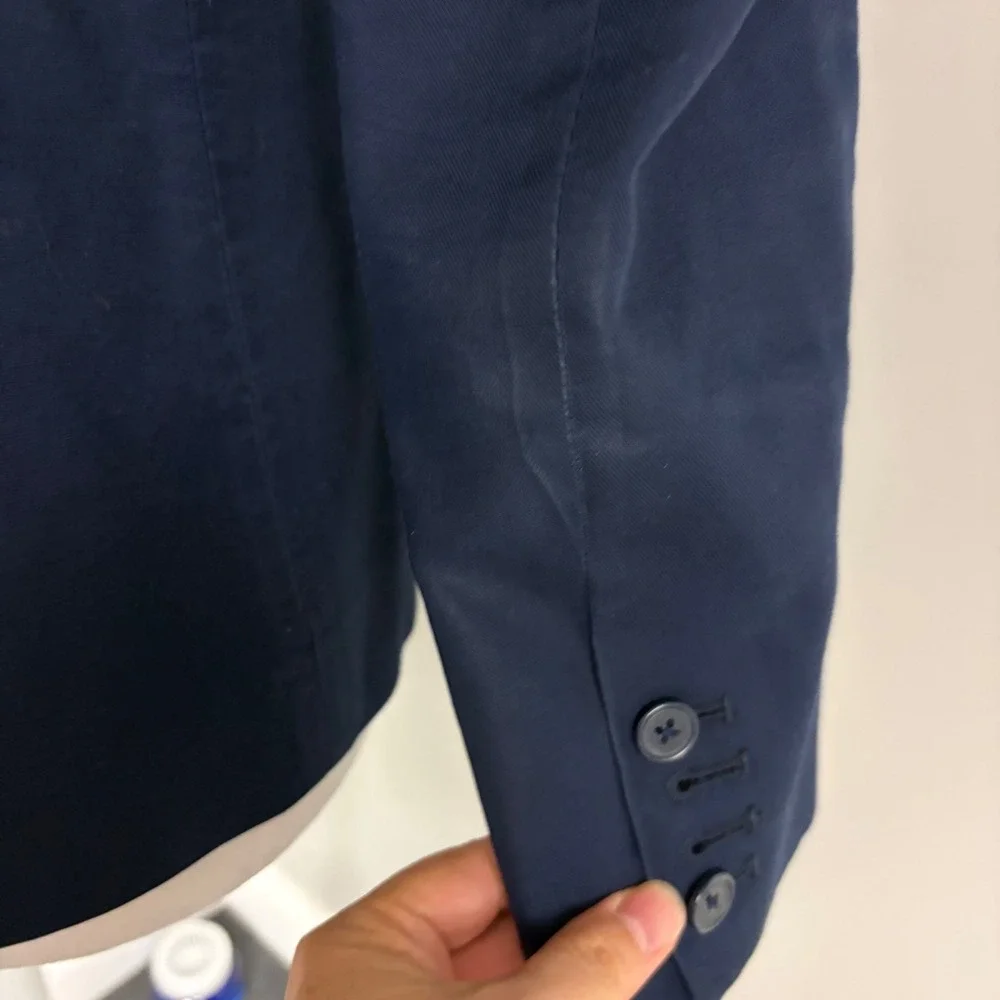 J.Crew Suiting Womens Navy Blue Cotton Single Button Blazer Size 8